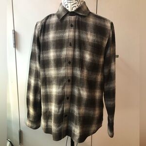 REISS Men’s Brown Flannel wool mix button up shirt